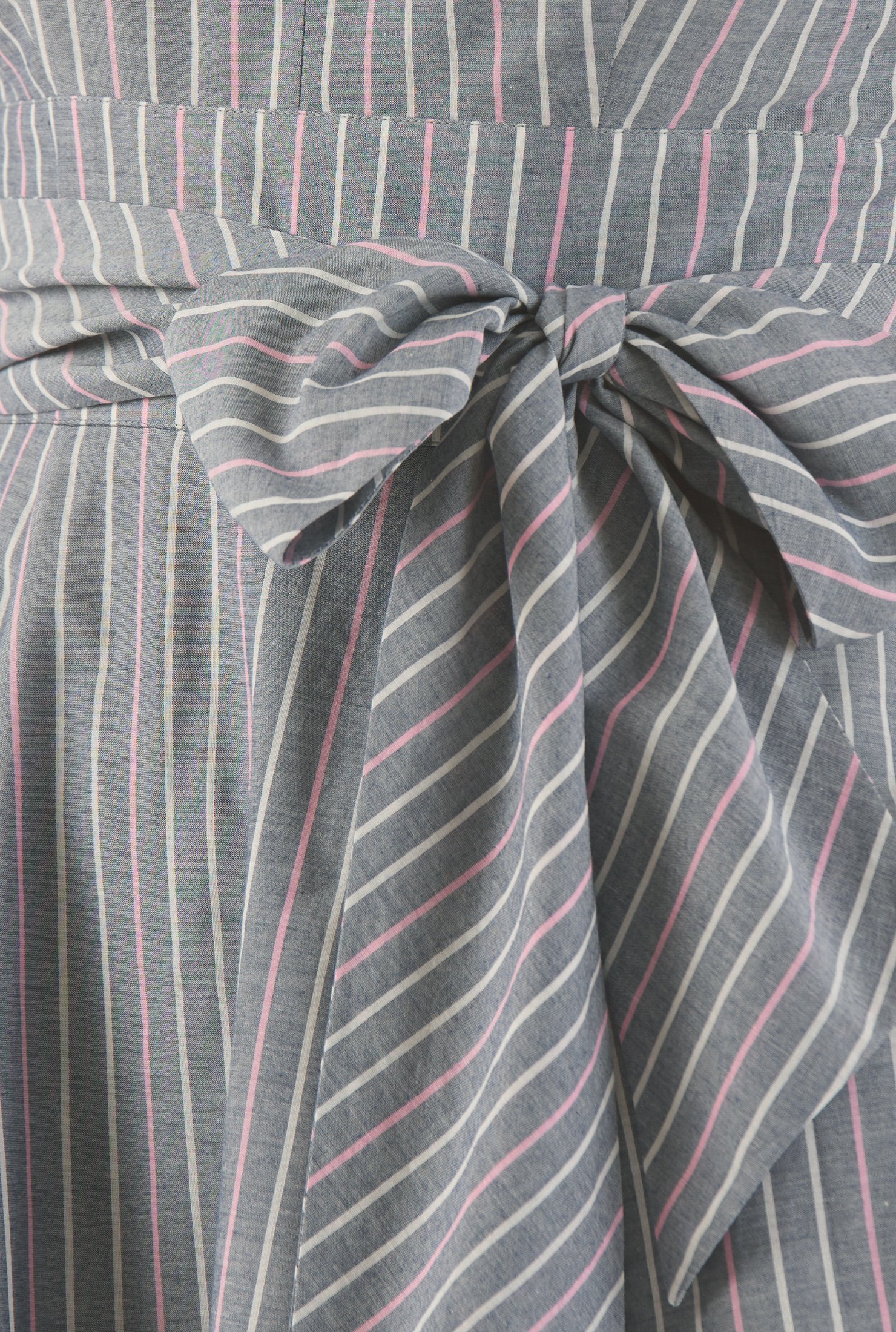 Shop Banded high neck chambray stripe midi dress | eShakti