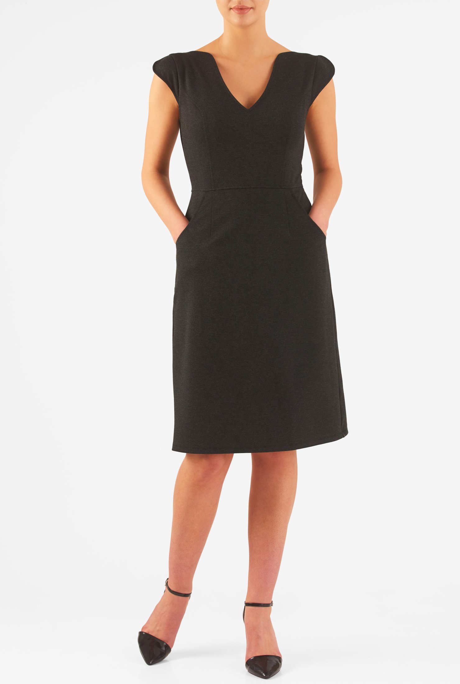 Shop V neck ponte knit sheath dress | eShakti