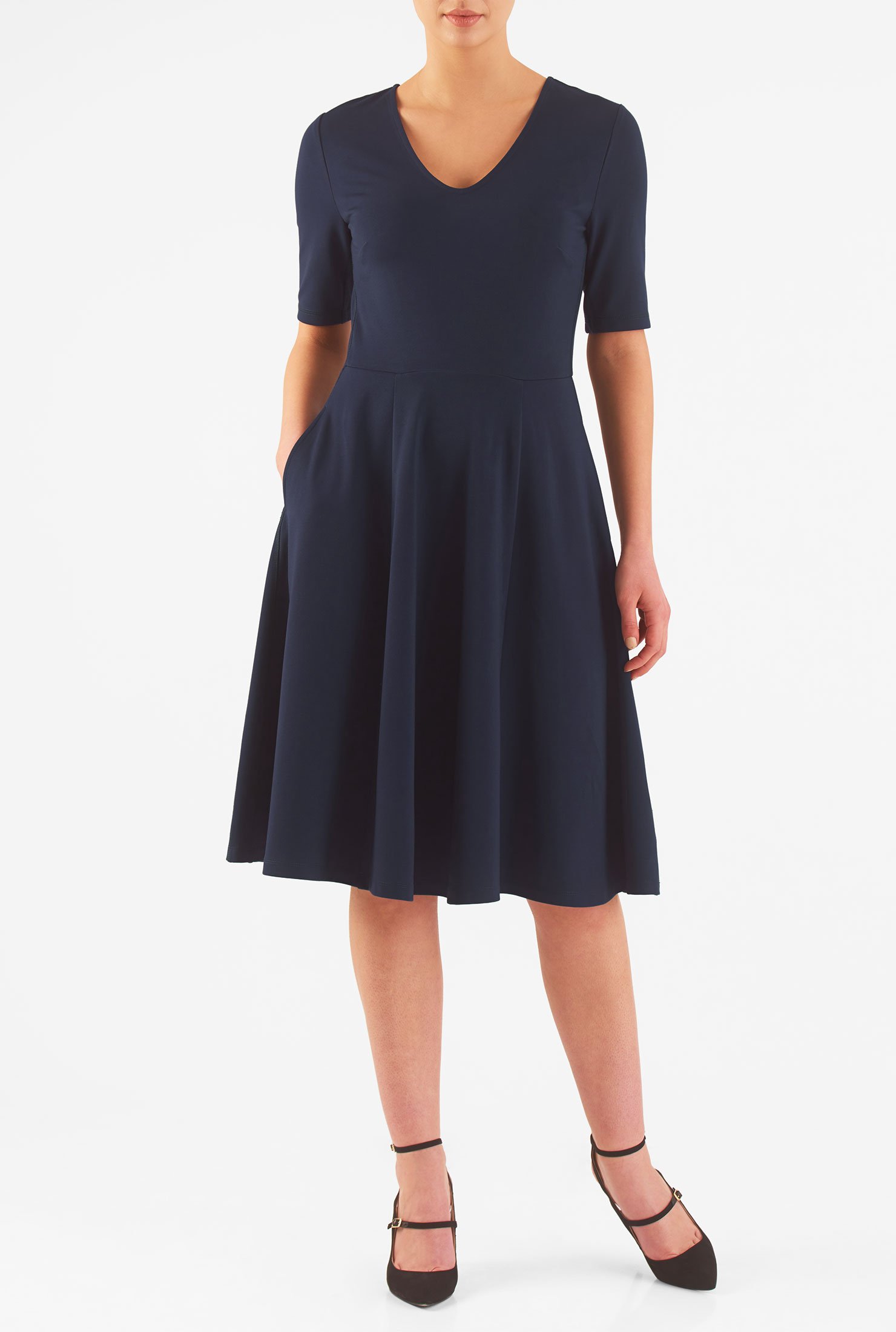 Shop Ponte knit fitandflare dress eShakti