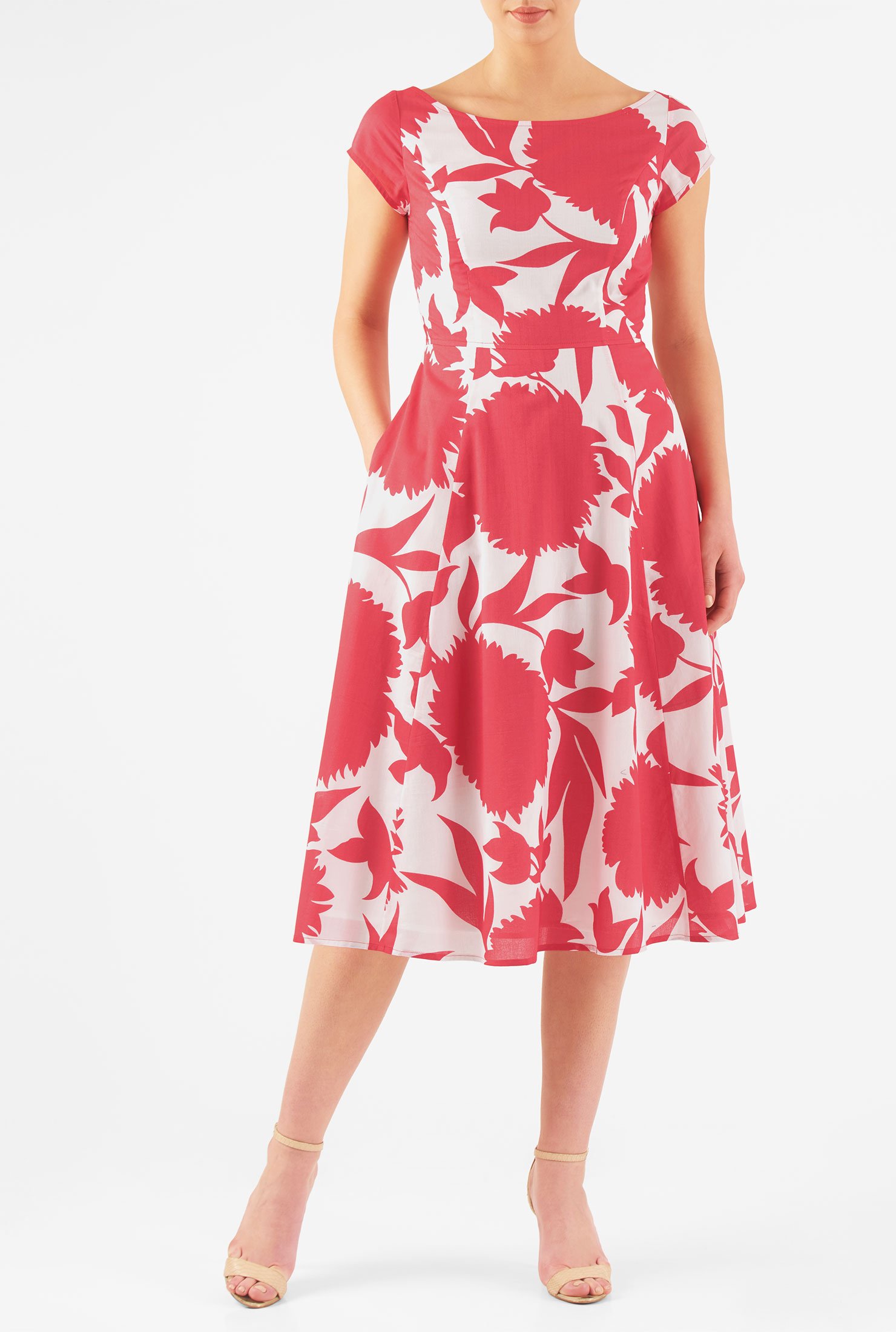 Shop Floral print fit-and-flare cotton dress | eShakti
