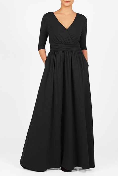 Shop Surplice cotton knit maxi dress | eShakti