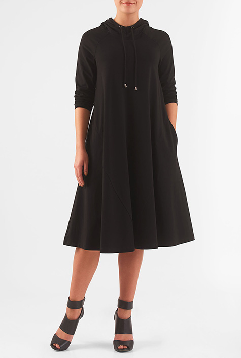Shop Hoodie cotton knit shift dress | eShakti