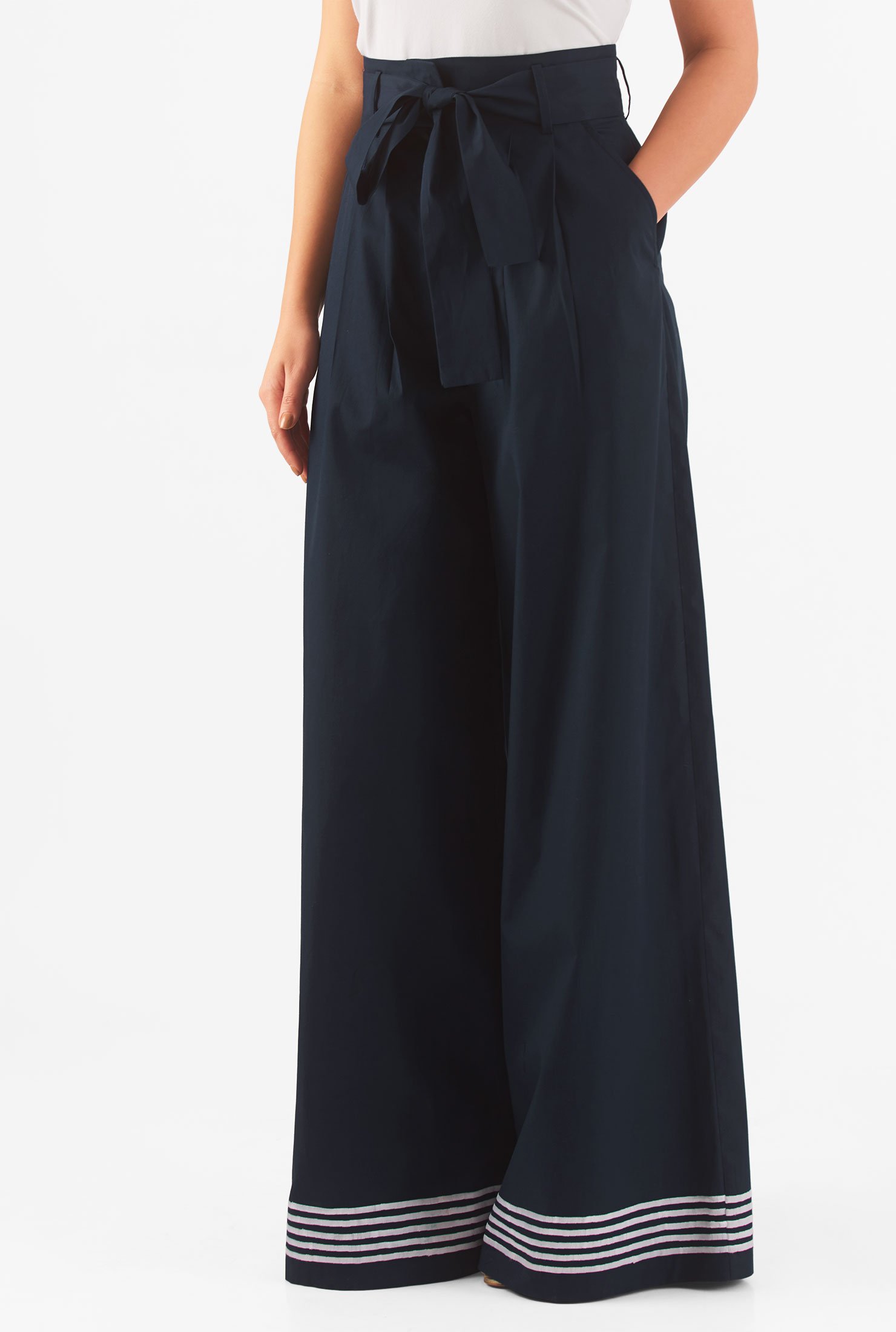 Shop High Waist Poplin Palazzo Pants Eshakti 1797