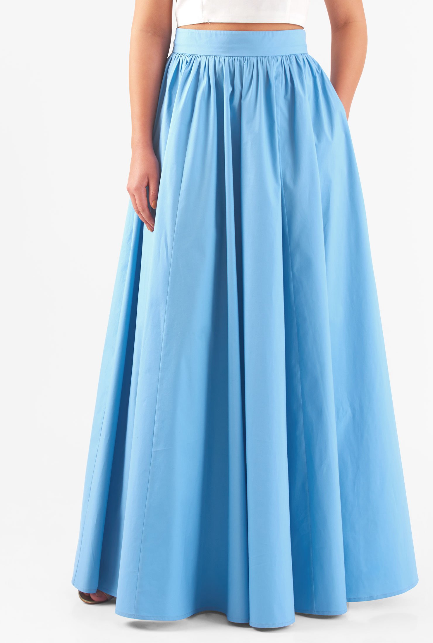 Shop Stretch Cotton Poplin Maxi Skirt Eshakti