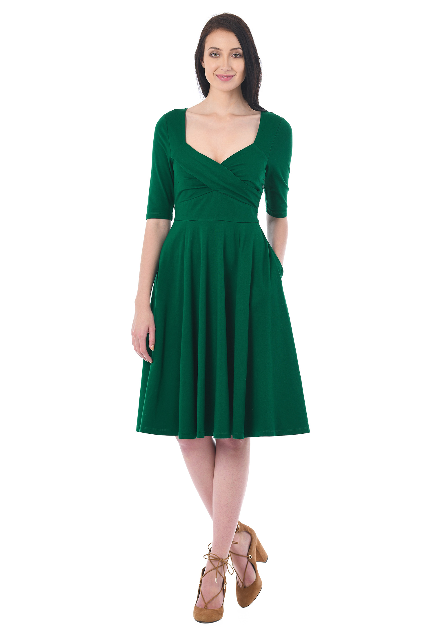 Shop Cotton knit sweetheart empire dress eShakti