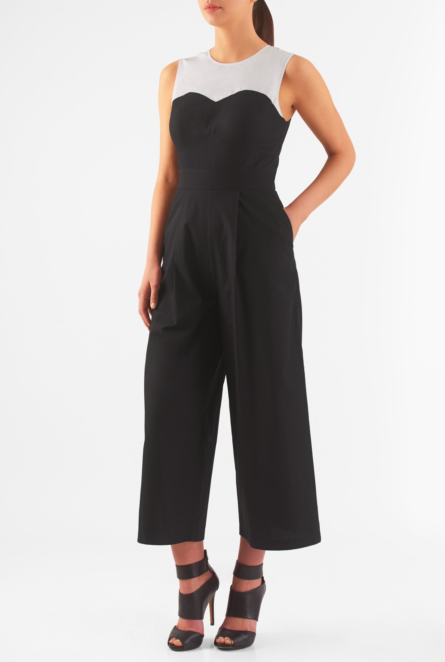 Shop Colorblock cotton poplin jumpsuit | eShakti