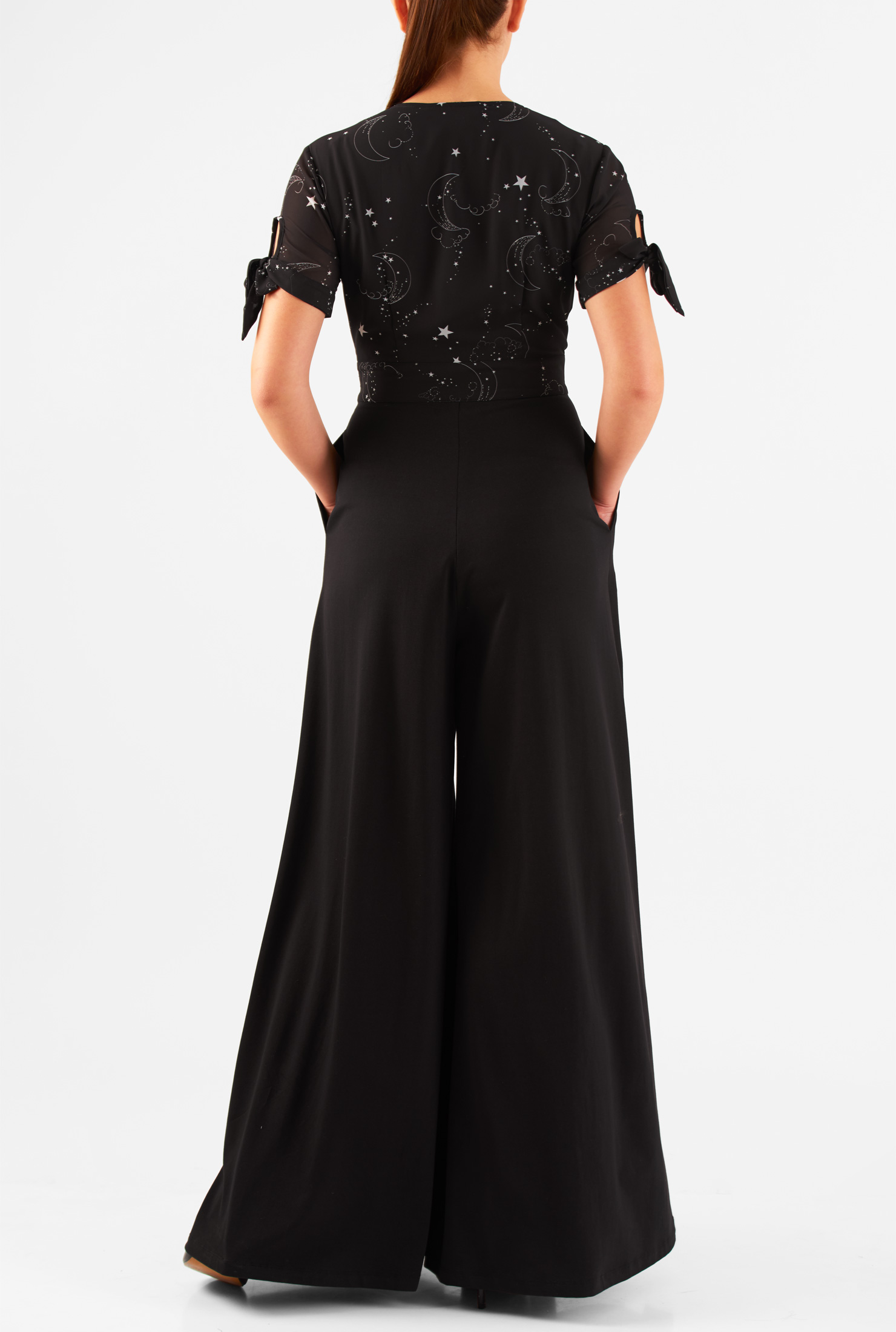 Shop Constellation print mixed media jumpsuit eShakti