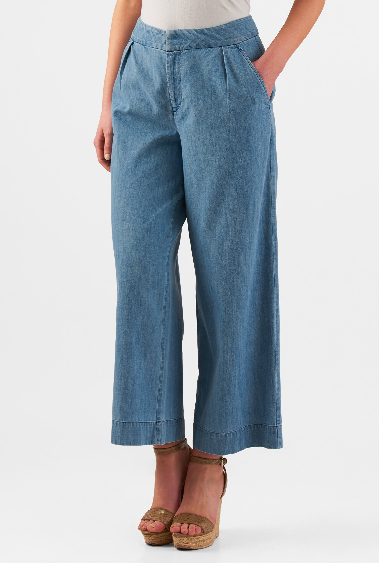 Shop Cotton Denim Palazzo Pants Eshakti 1285