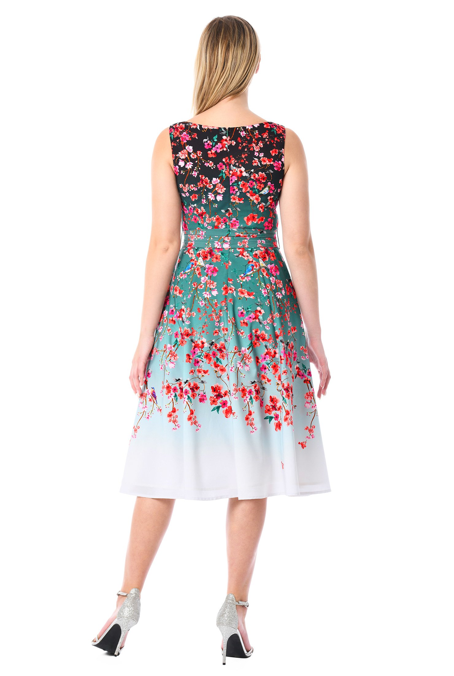 Shop Floral and bird print crepe dress | eShakti