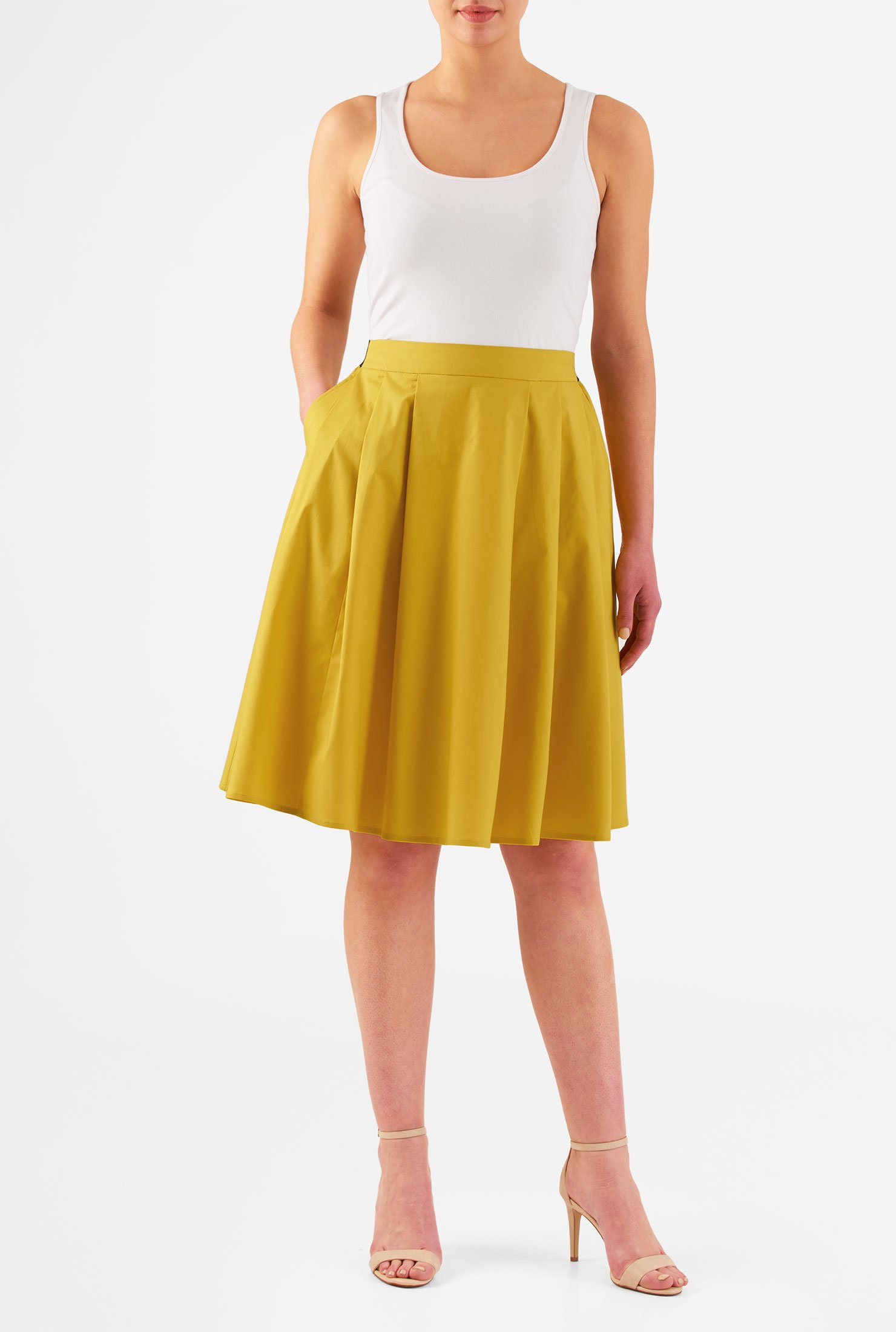 Shop Elastic back waist poplin skirt | eShakti