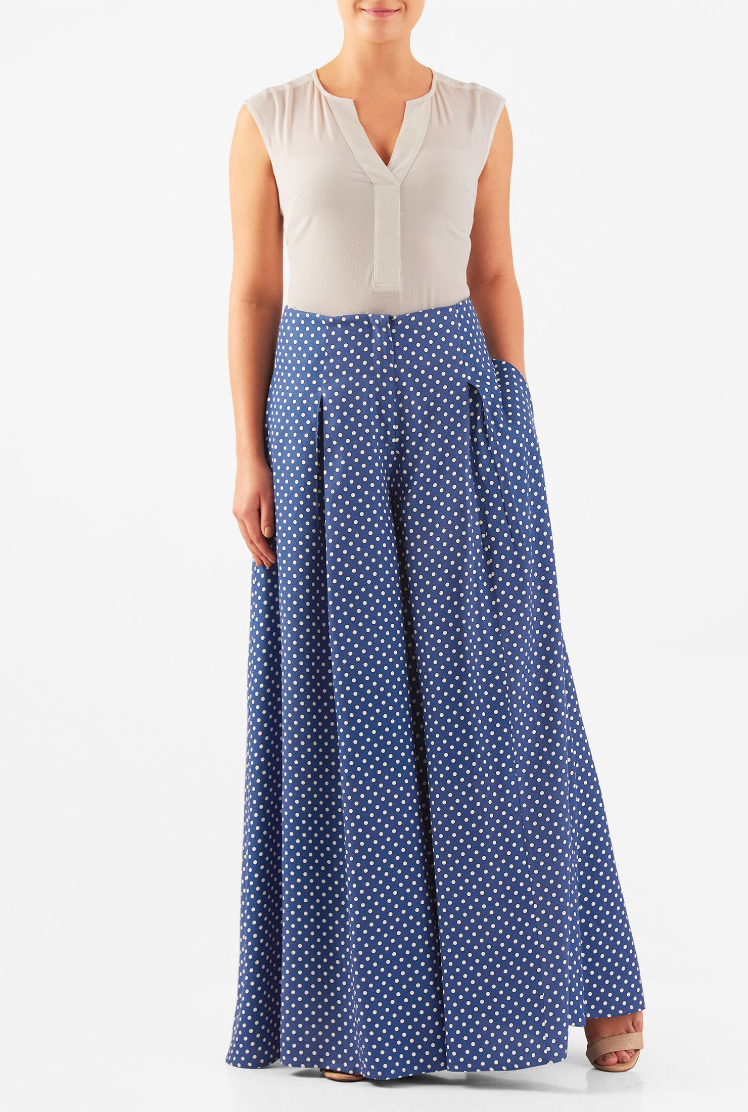 box pleated palazzo pants