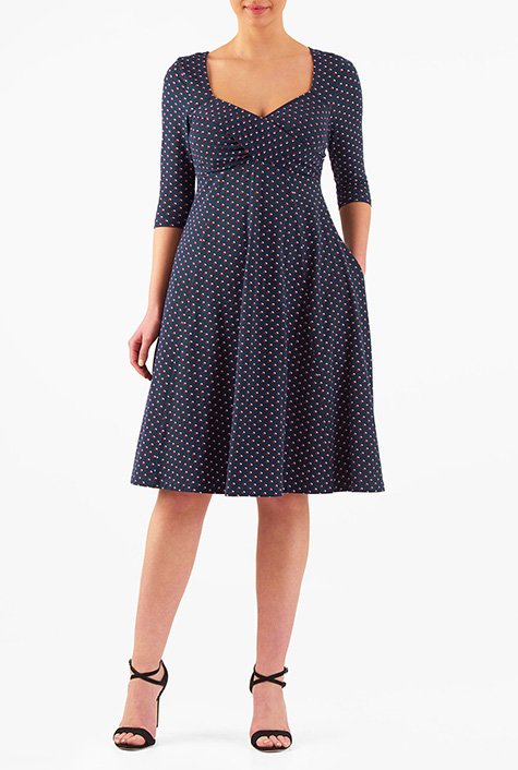 Shop Polka Dot Cotton Knit Empire Dress 