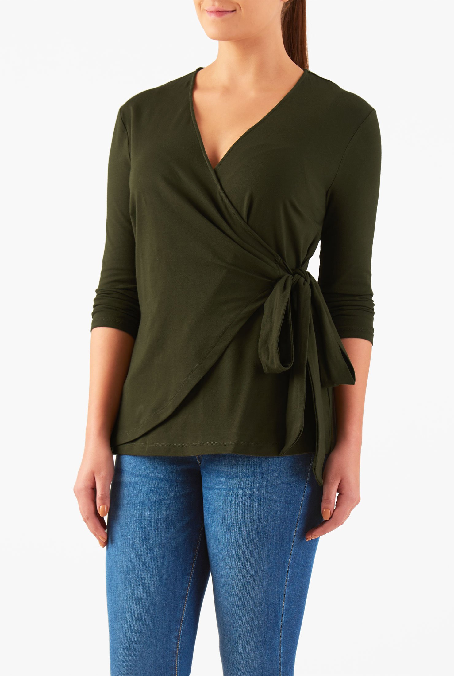 Shop Cotton knit wrap top | eShakti