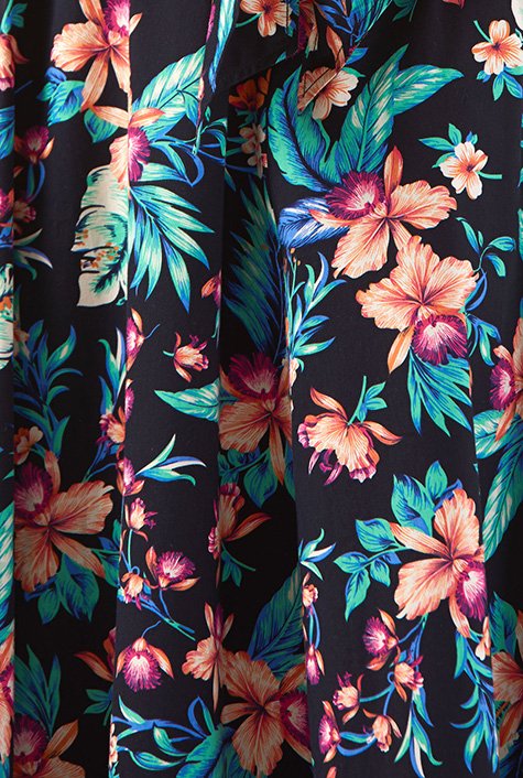 Shop Floral print cotton two-piece maxi dress | eShakti