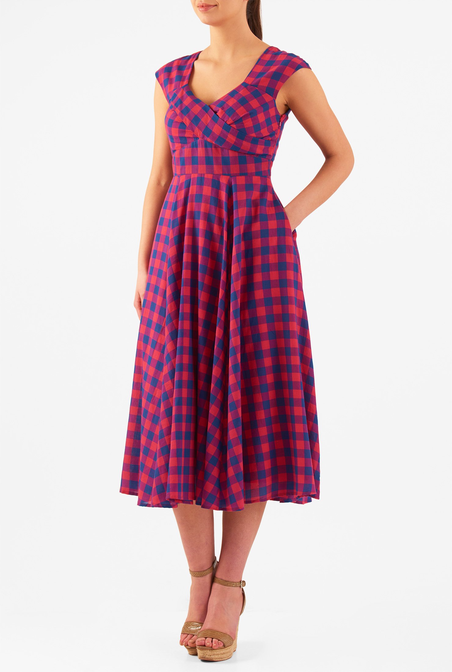 Shop Cotton check corset-style dress | eShakti