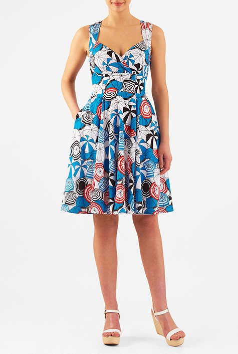 Shop Parasol print crepe sweetheart dress | eShakti