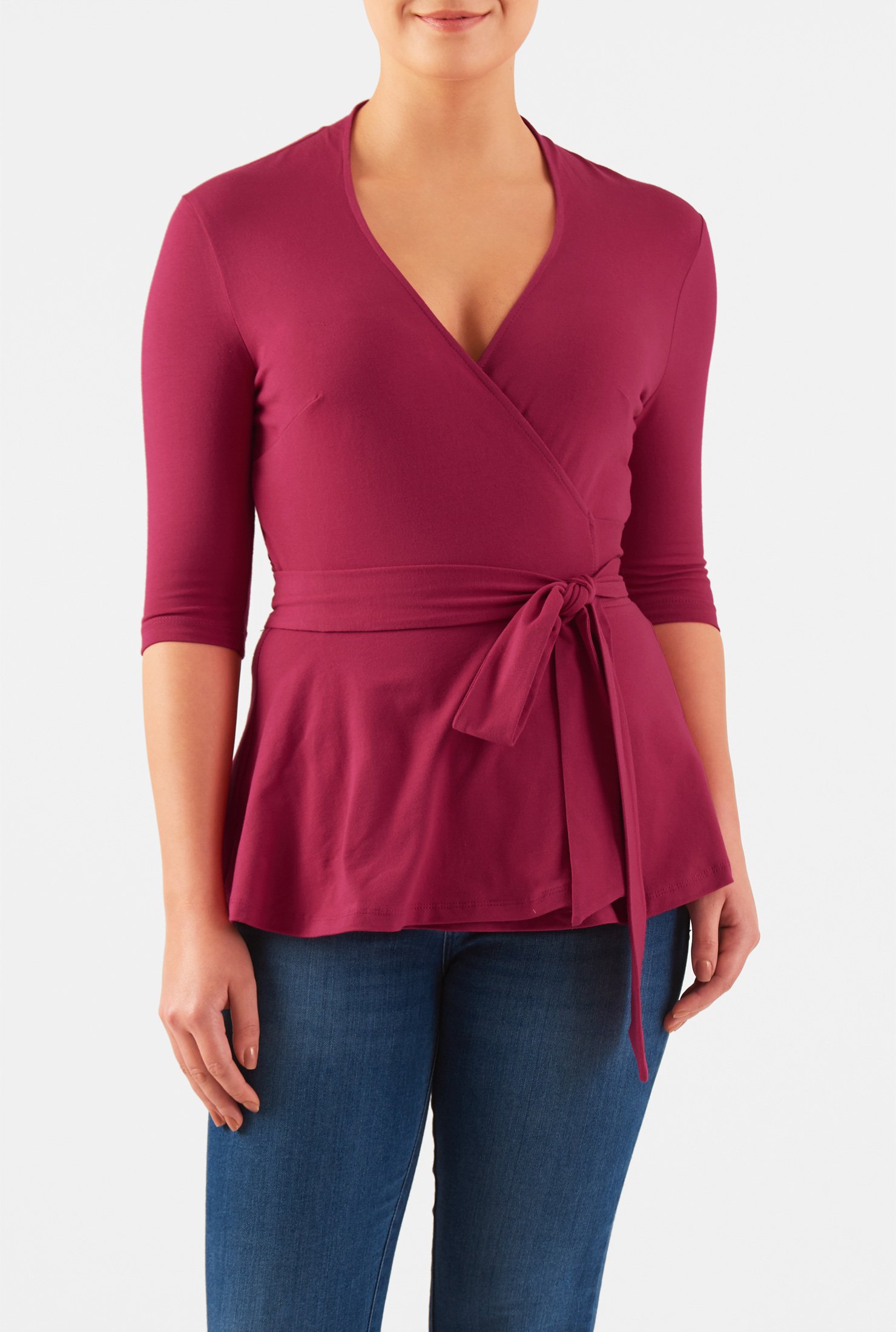 Shop Cotton jersey knit wrap top | eShakti