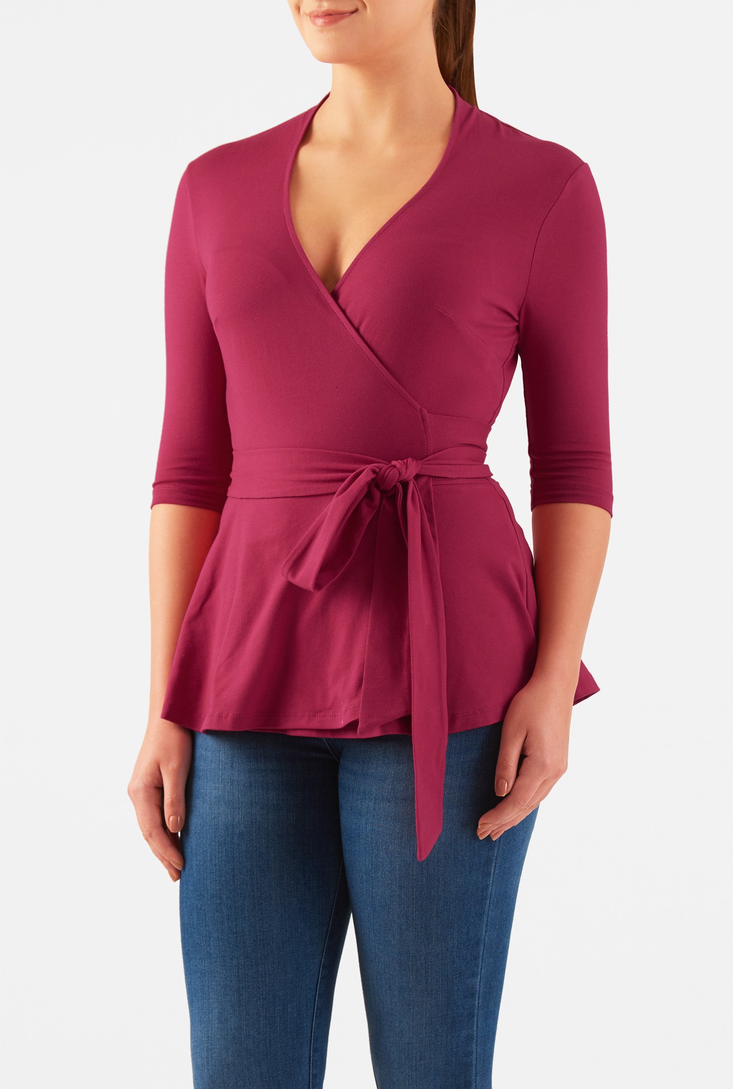 Shop Cotton jersey knit wrap top | eShakti