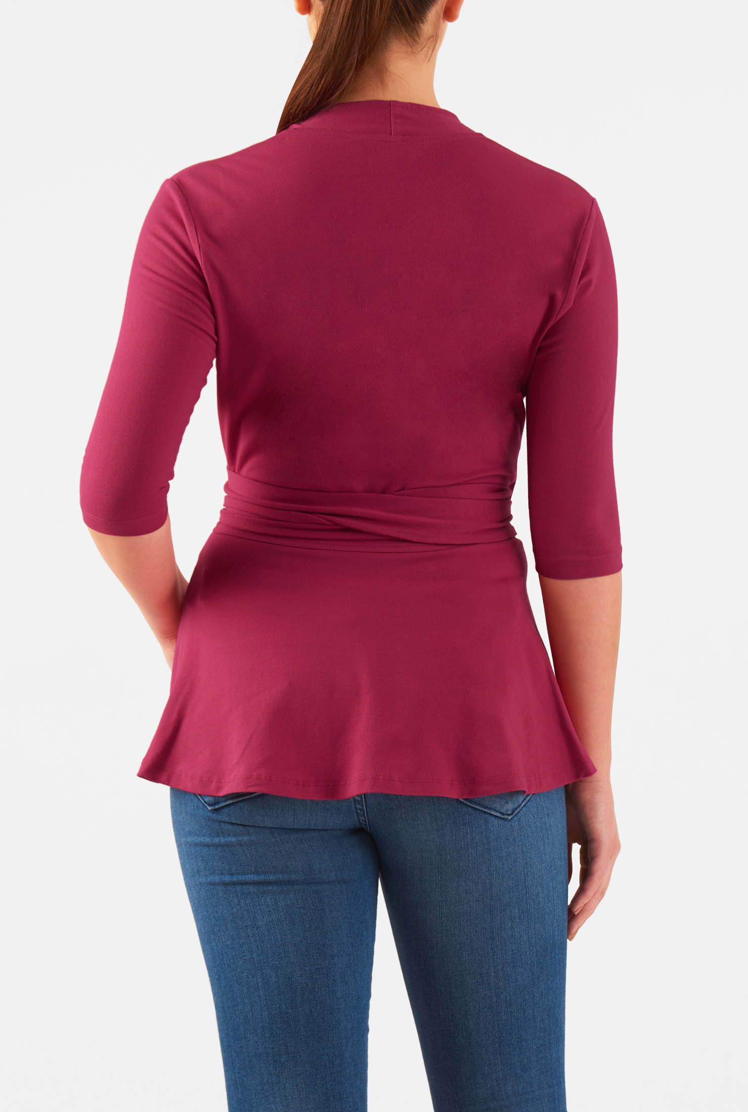 Shop Cotton jersey knit wrap top eShakti