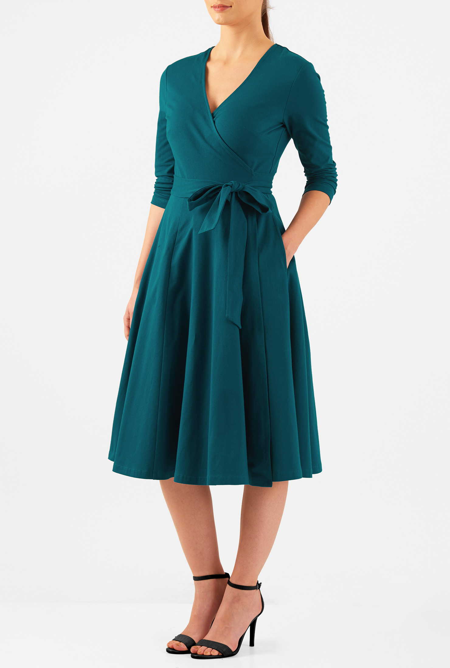 Shop Cotton jersey knit wrap dress eShakti