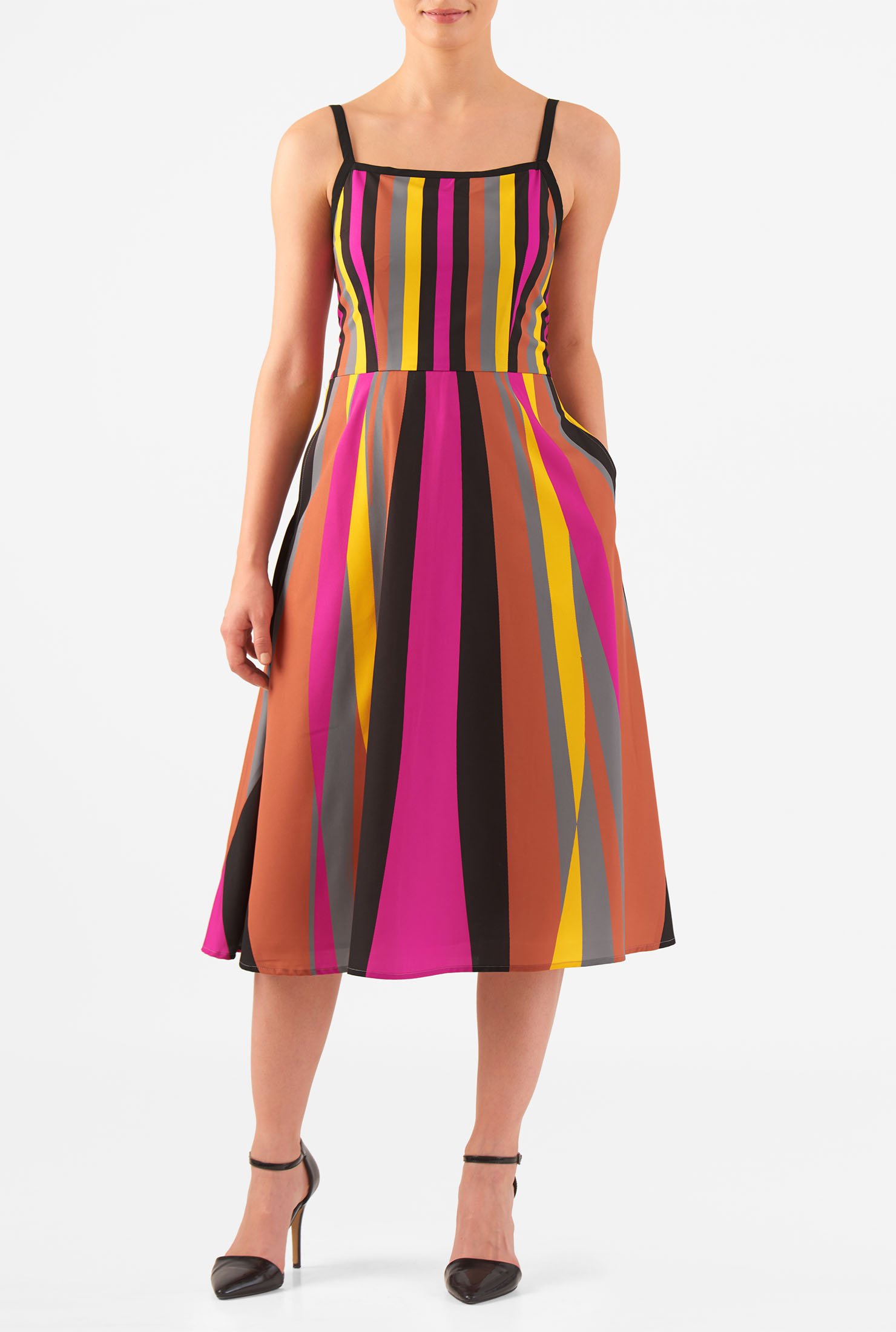 Shop Graphic stripe print crepe dress | eShakti