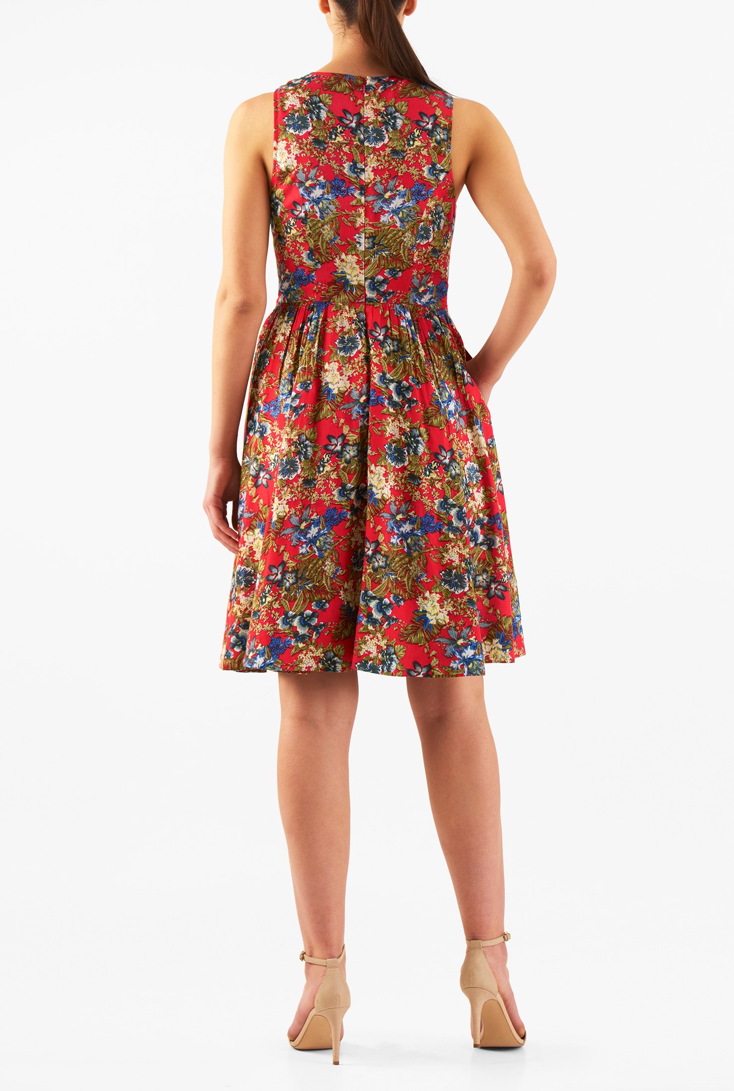 Shop Floral print skater dress | eShakti