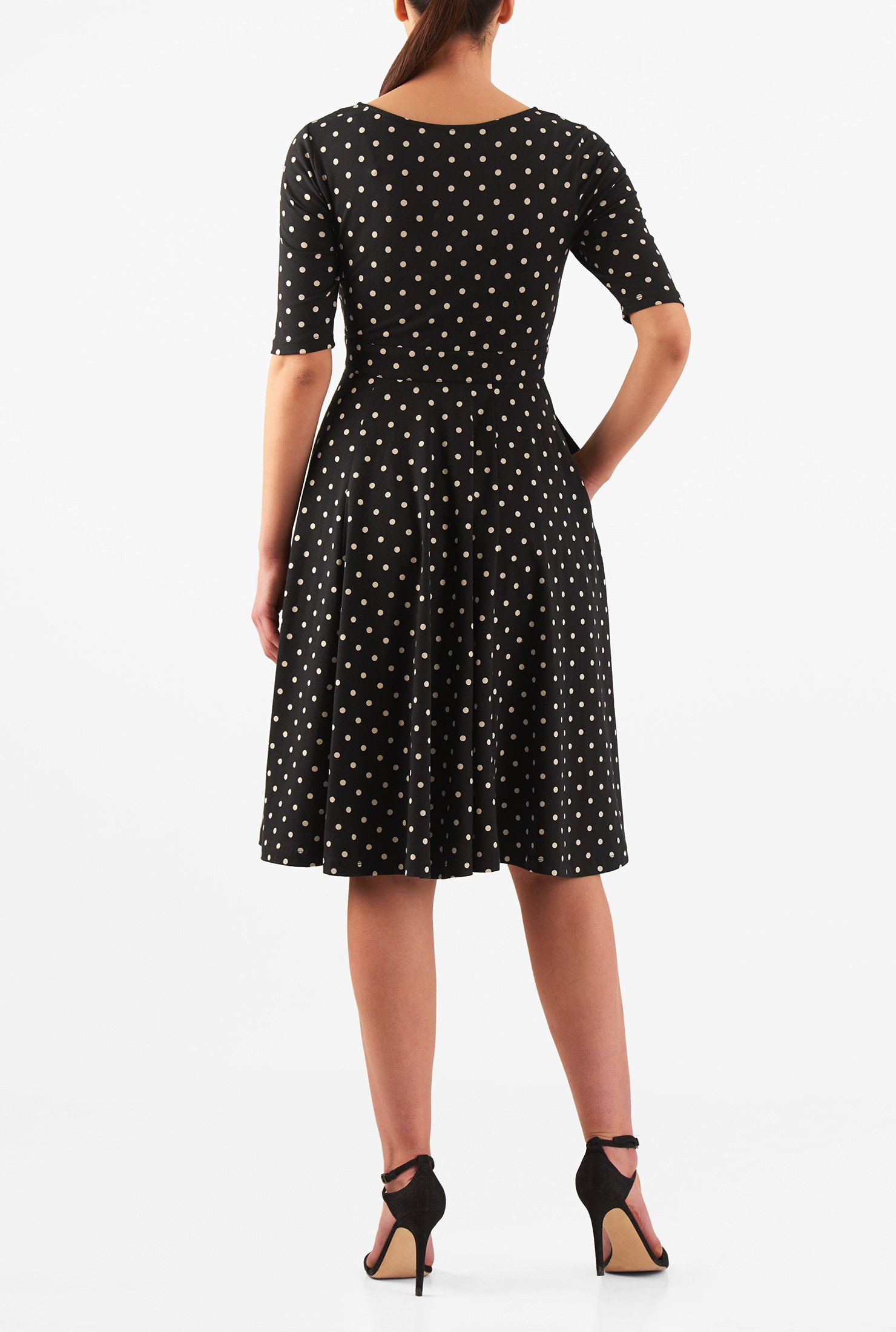 Shop Polka dot cotton knit sweetheart dress | eShakti