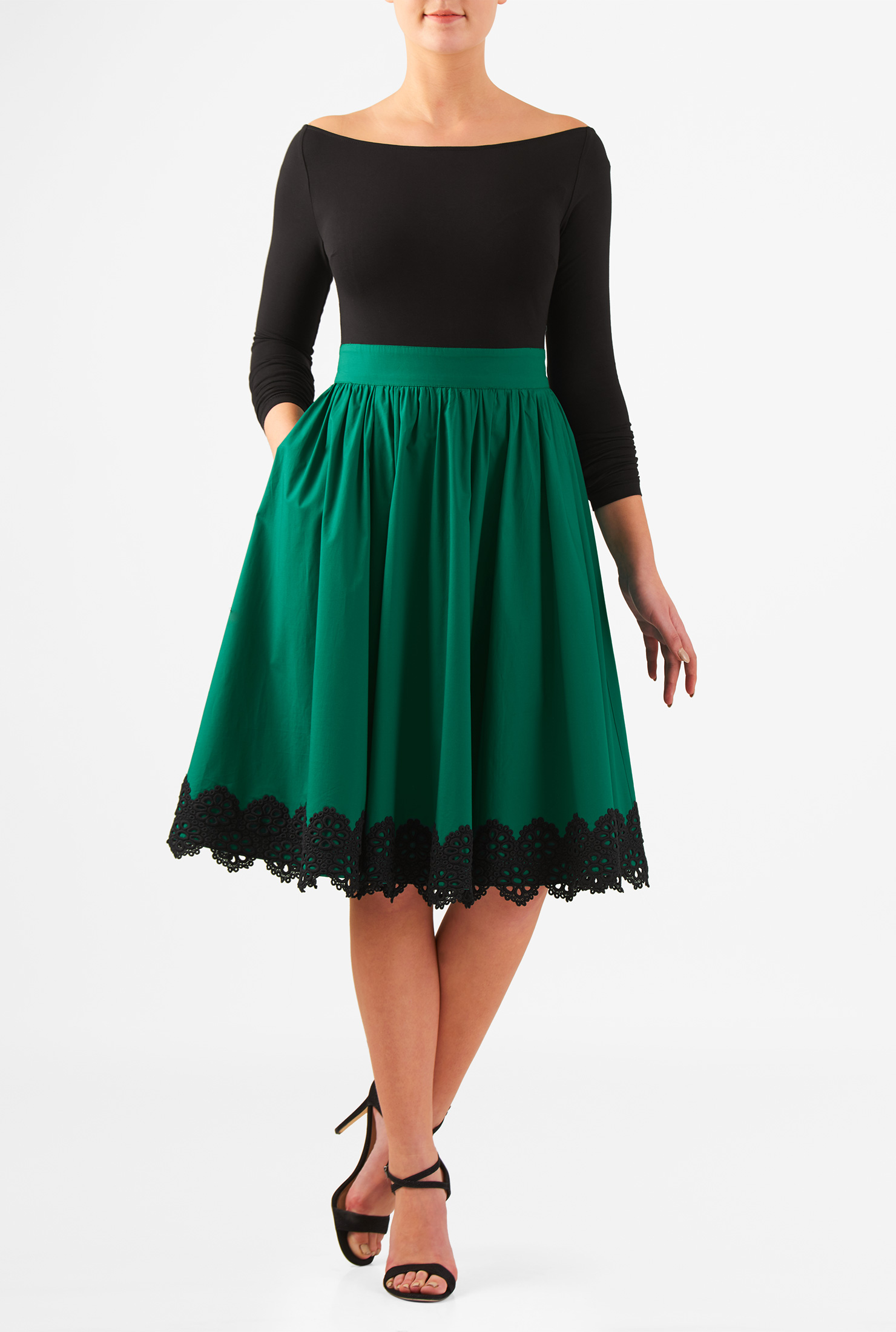 Shop Floral lace hem mixed media dress eShakti