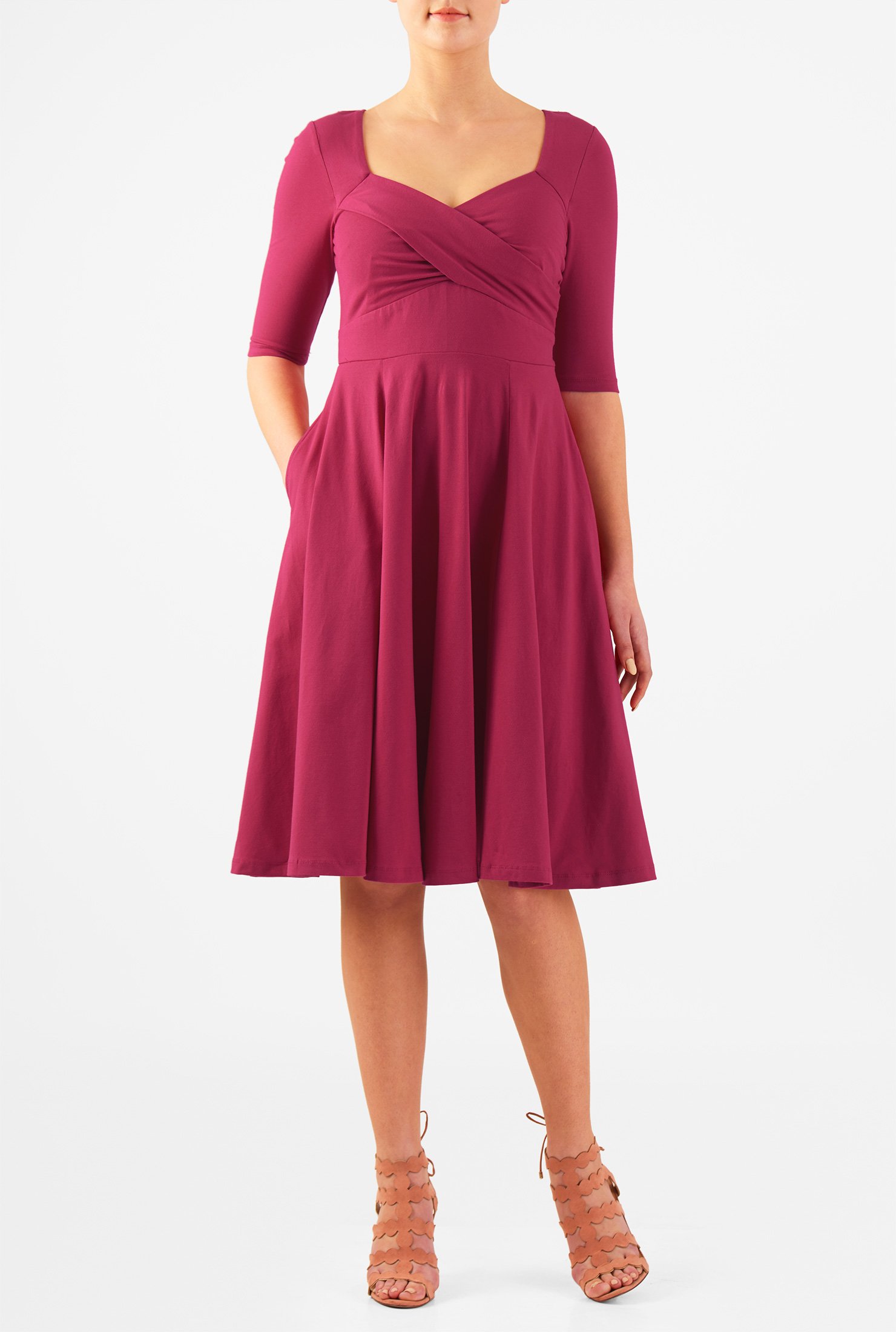 Shop Cotton knit sweetheart empire dress eShakti