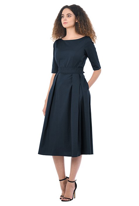 Crepe Back Satin and Poplin Seamed Sport Coat Dress