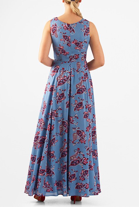 Shop Cowl neck paisley print maxi dress | eShakti