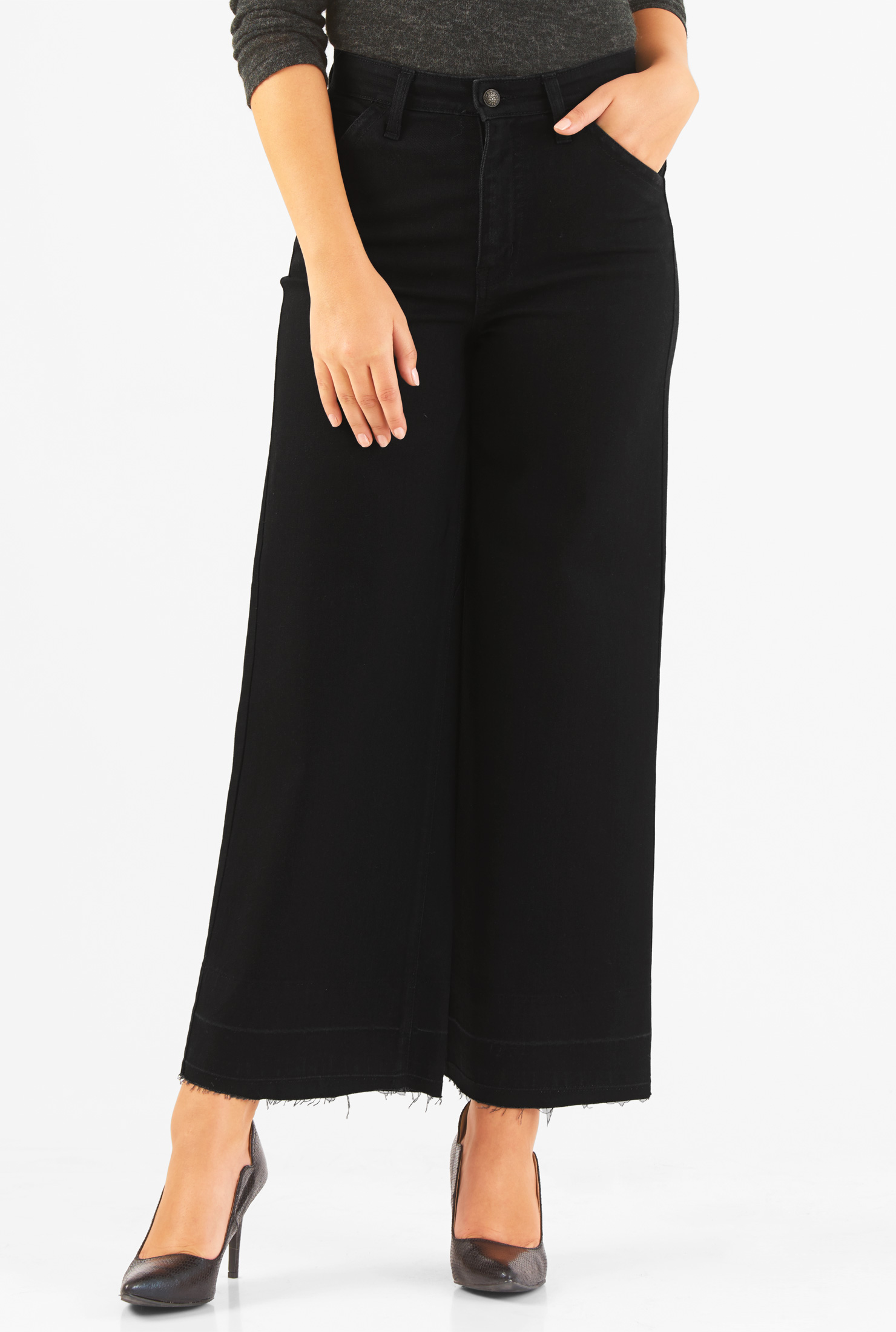 raw edge black jeans