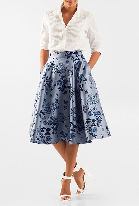 陰山織物謹製 Herlipto Floral Jacquard Peplum Skirt 