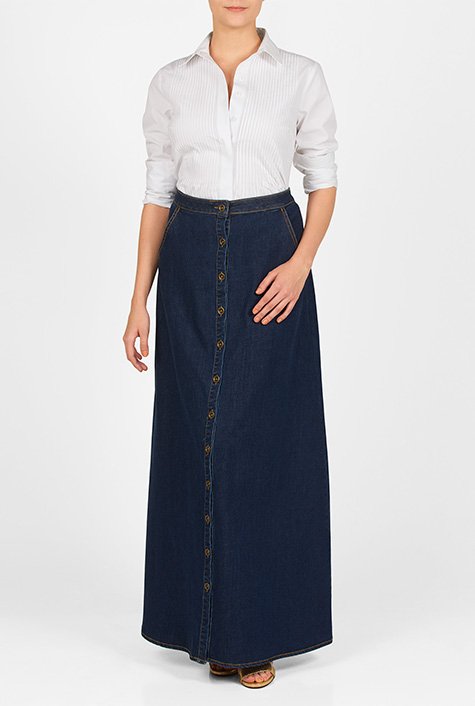 Maxine Denim Maxi Skirt, Ecru – North & Main Clothing Company