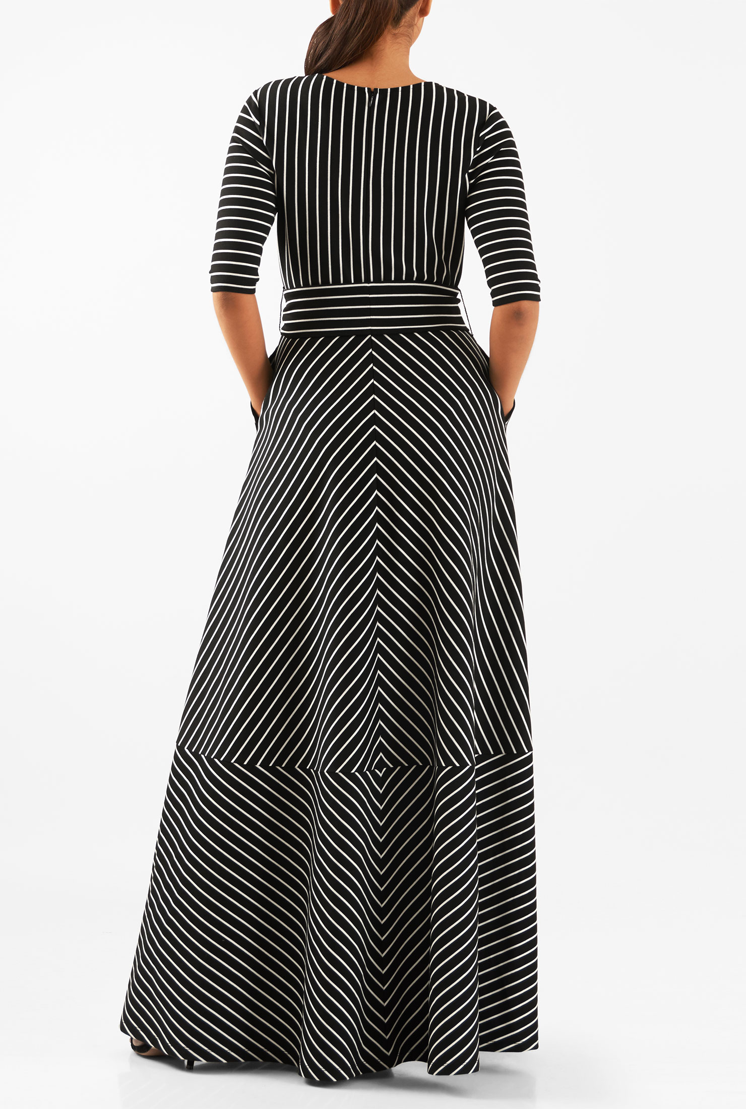 Shop Chevron stripe jersey knit maxi dress eShakti