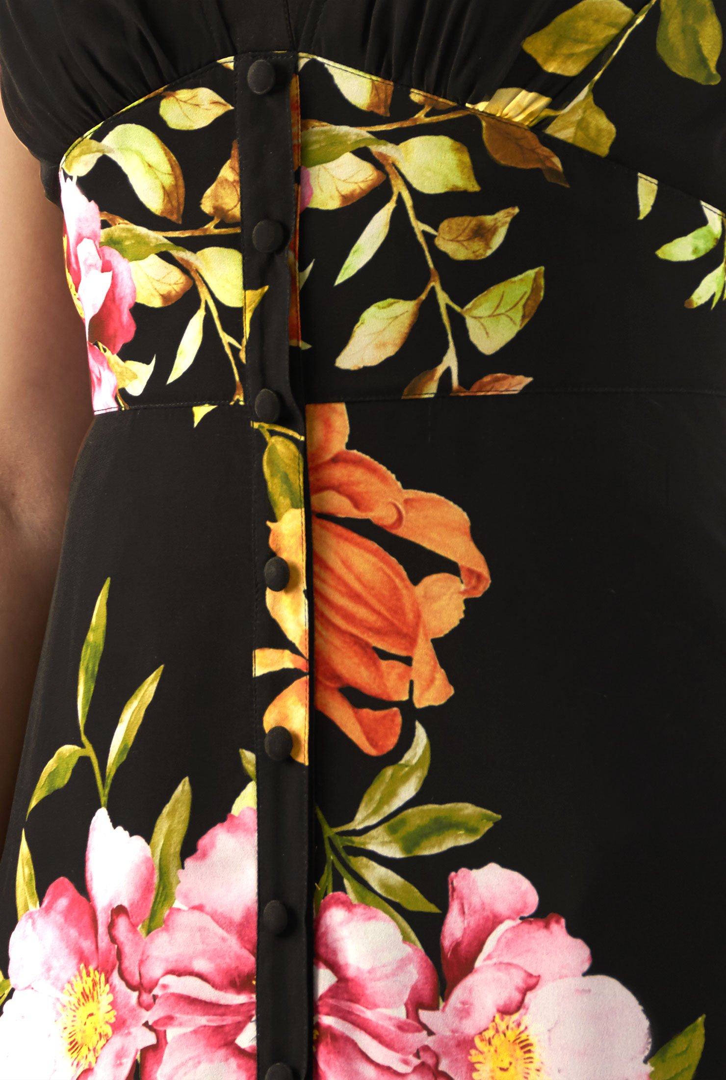 Shop Floral print button front georgette maxi shirtdress | eShakti
