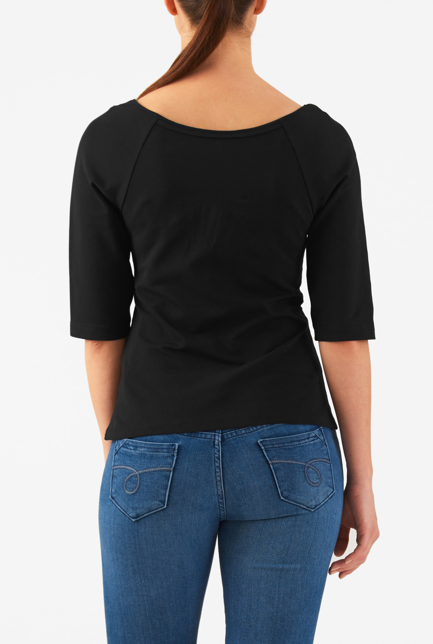 Shop Pleat front cotton knit top eShakti