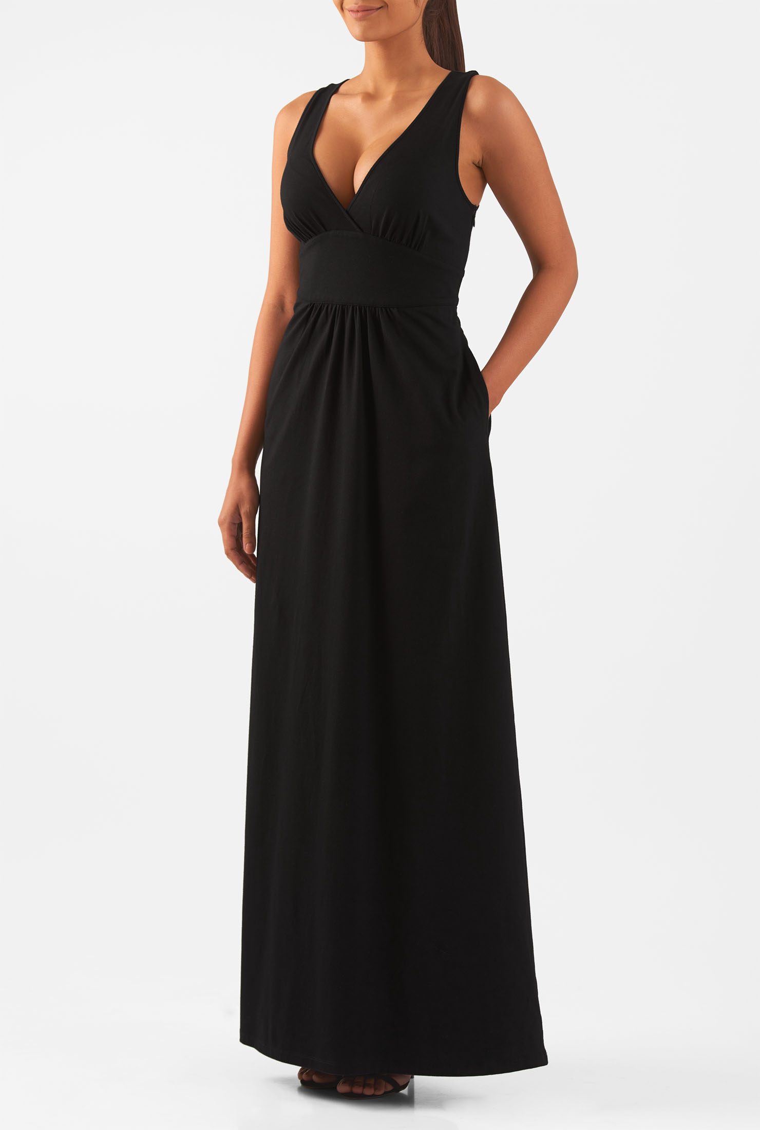 Shop Surplice cotton knit empire waist maxi dress eShakti