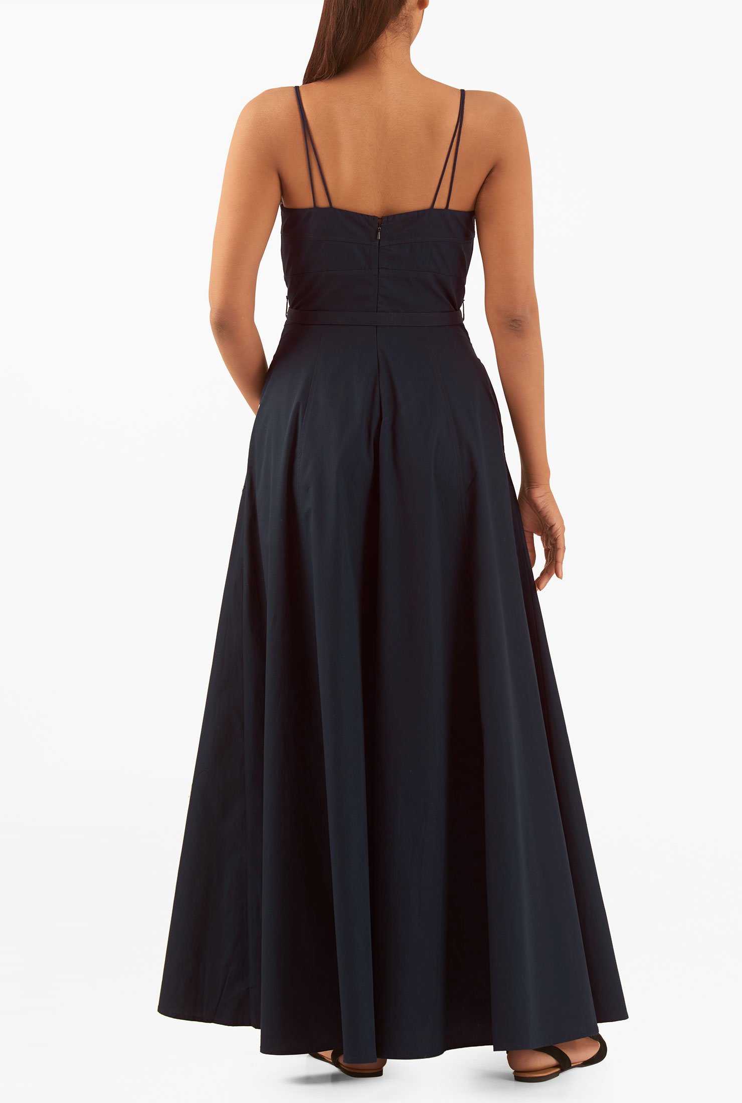 poplin backless maxi dress