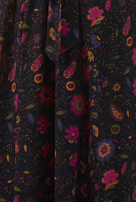 Shop Ruffle floral print georgette maxi dress | eShakti