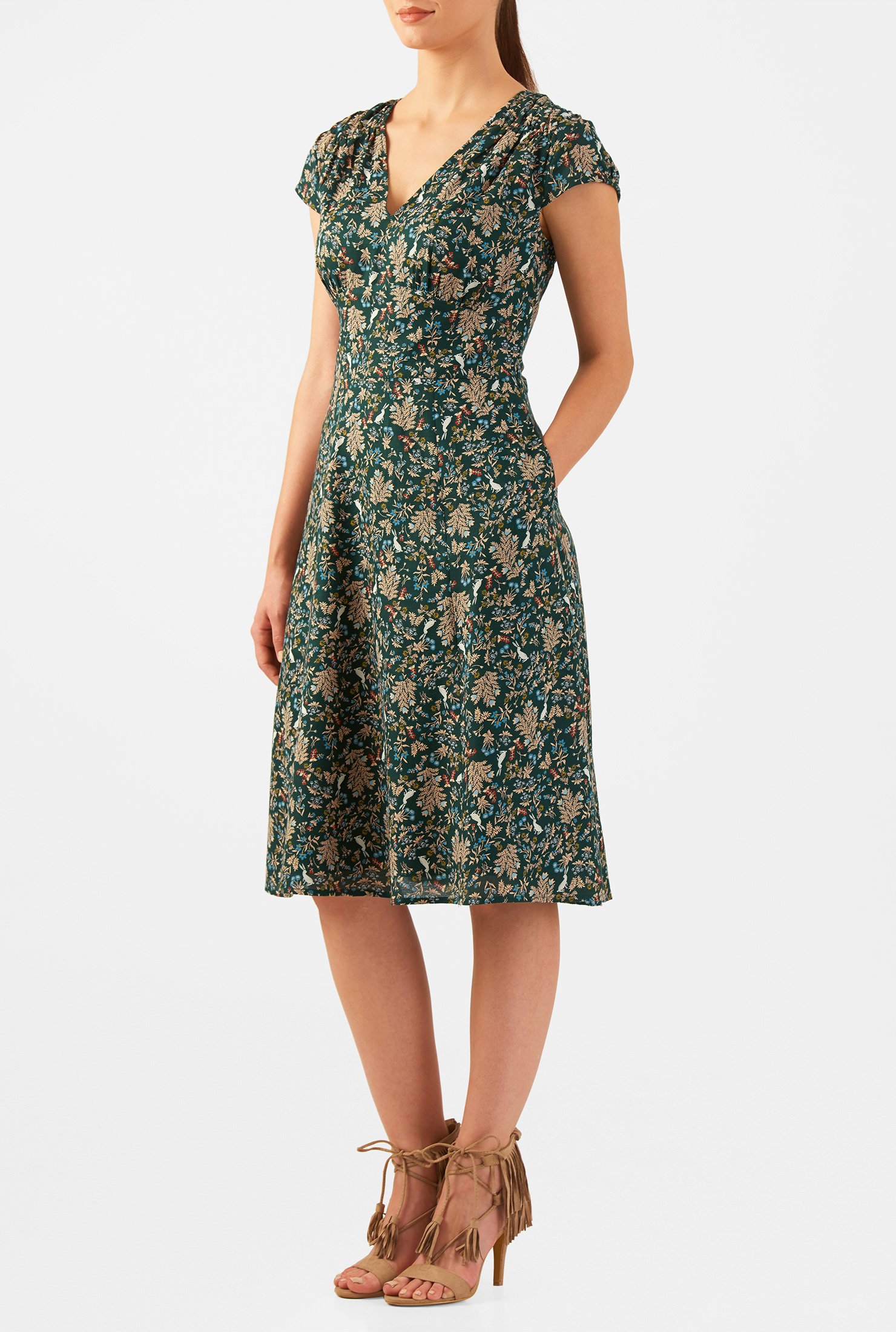 Shop Rabbit floral print crepe midi dress | eShakti