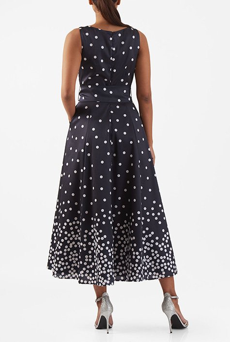 Shop Polka dot print dupioni midi dress | eShakti