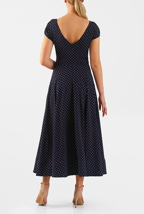 Shop Polka dot cotton knit midi dress | eShakti