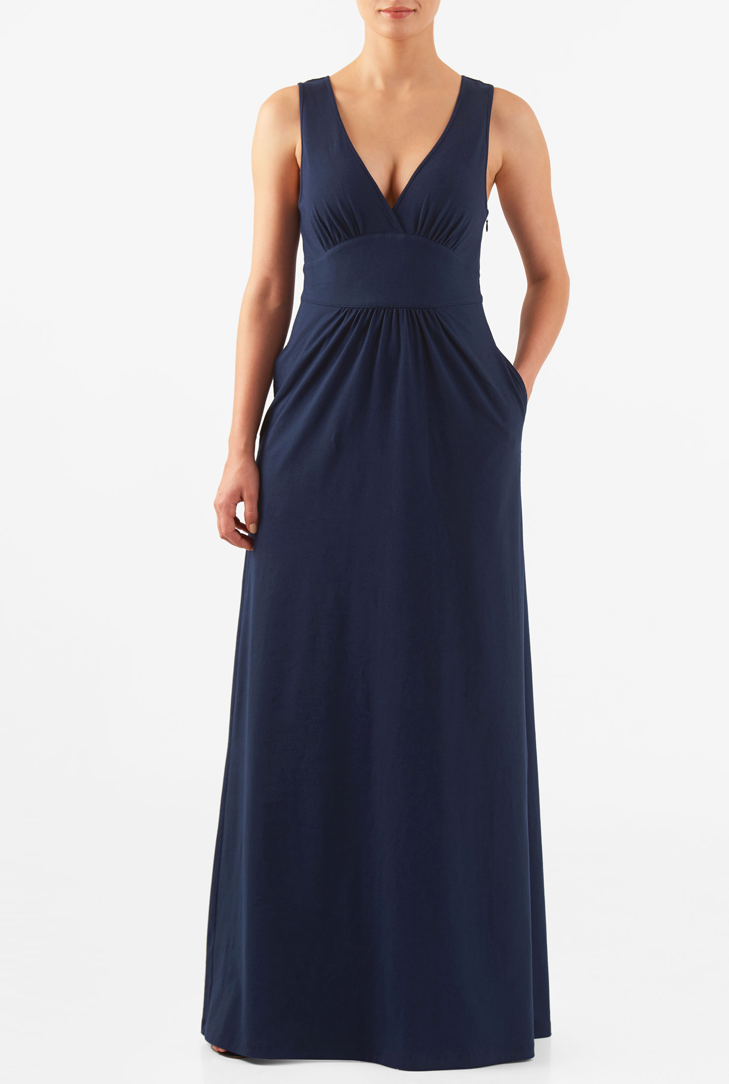 Shop Surplice cotton knit empire waist maxi dress eShakti