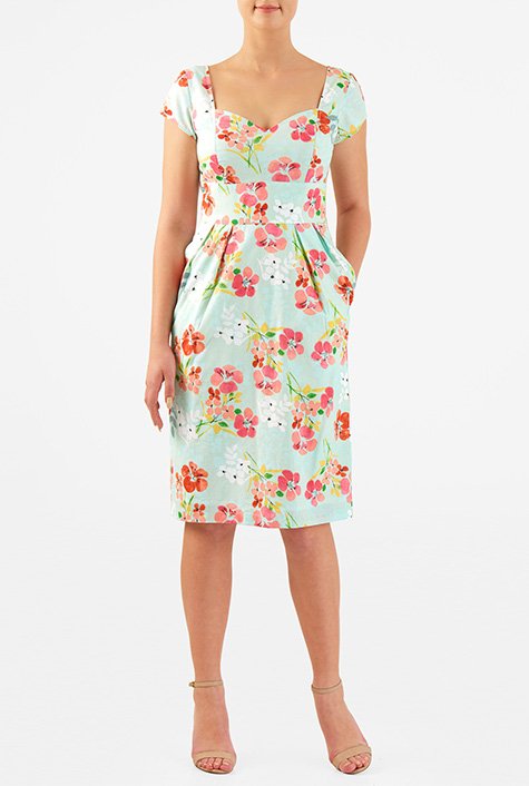 Shop Washed floral cotton print sheath dress | eShakti