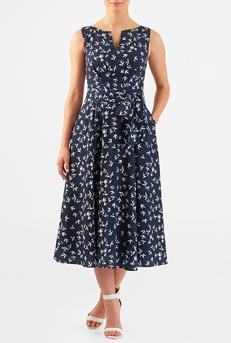 Shop Bird print crepe midi dress | eShakti