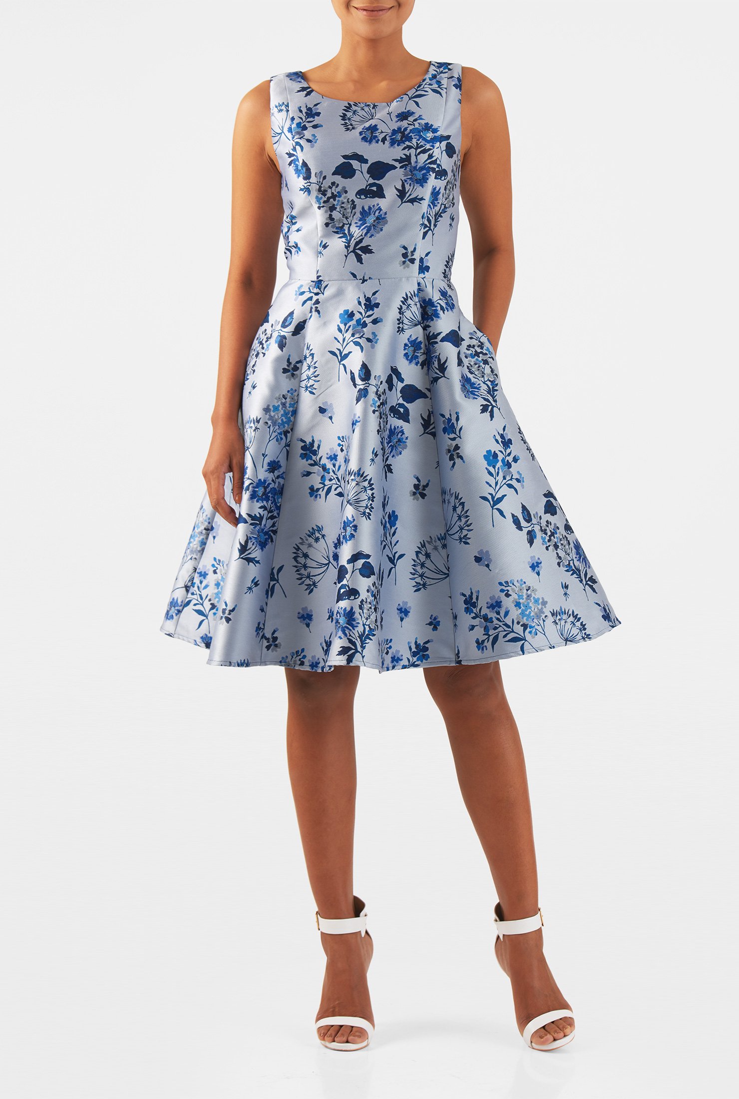 Shop Lush floral jacquard fit-and-flare dress | eShakti