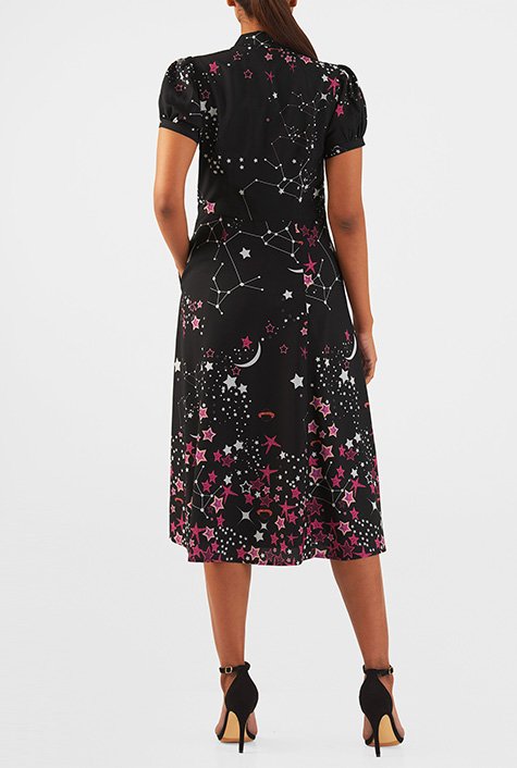 Shop Night sky print crepe midi shirtdress | eShakti