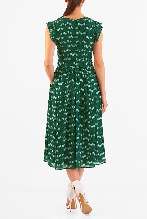 Shop Ruffle wave print georgette dress | eShakti