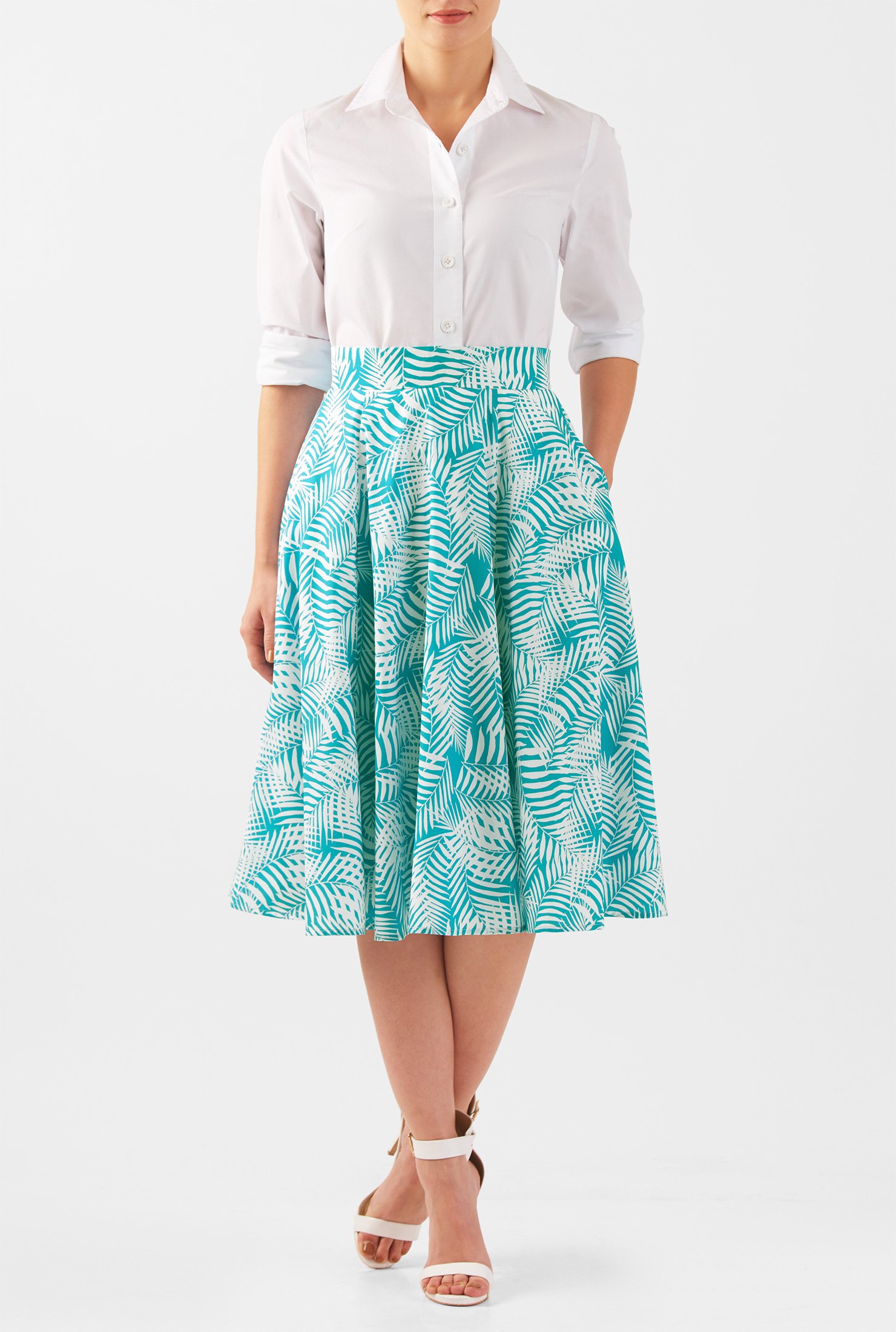 Shop Palm print crepe full skirt | eShakti